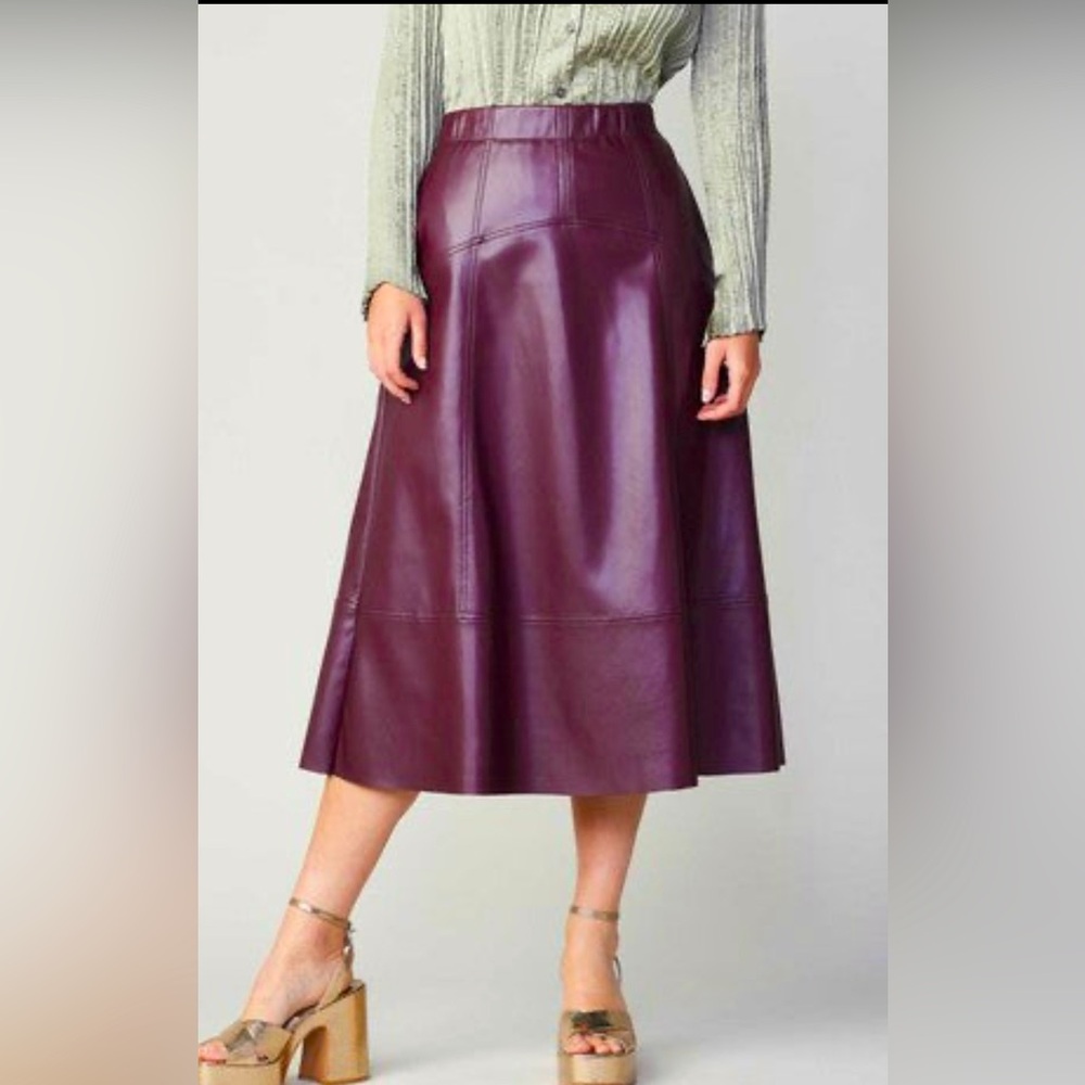 Adela Faux Leather a-line skirt